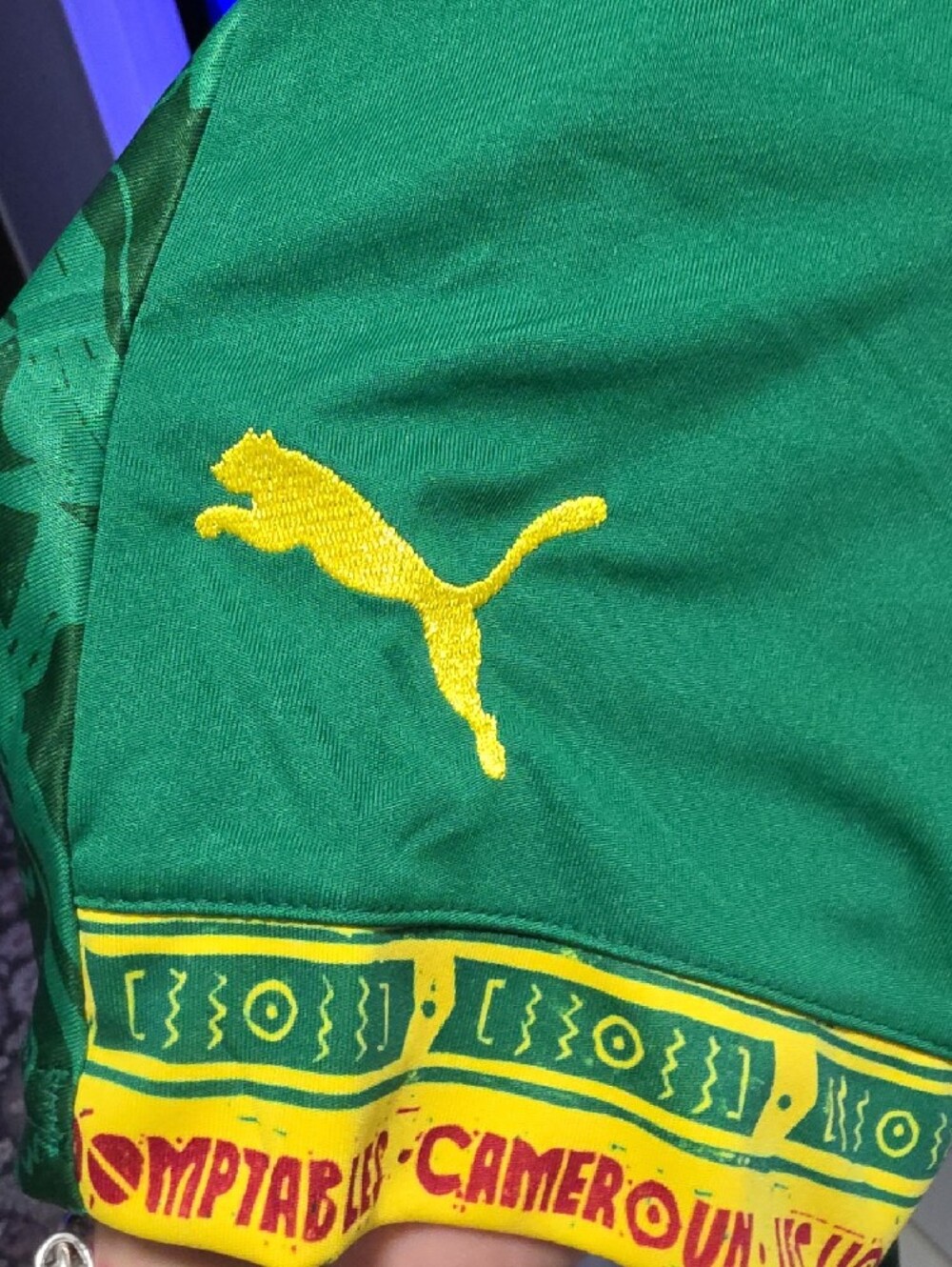 Puma Green & Yellow Cameroon Football Shirt with Red Trim #9 - Picture 10 of 13